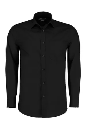 Men´s Tailored Fit Poplin Shirt Long Sleeve Black