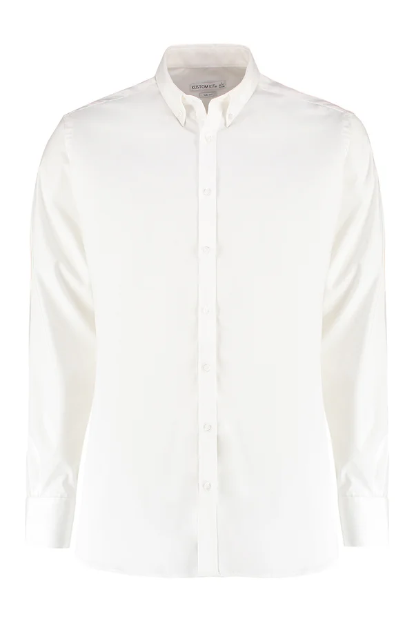 Men´s Slim Fit Stretch Oxford Shirt Long Sleeve White