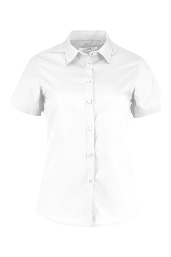 Women´s Tailored Fit Poplin Shirt Short Sleeve White
