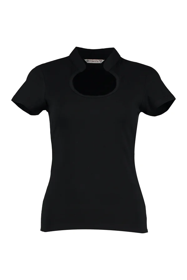 Women`s Regular Fit Keyhole Neck Top Black