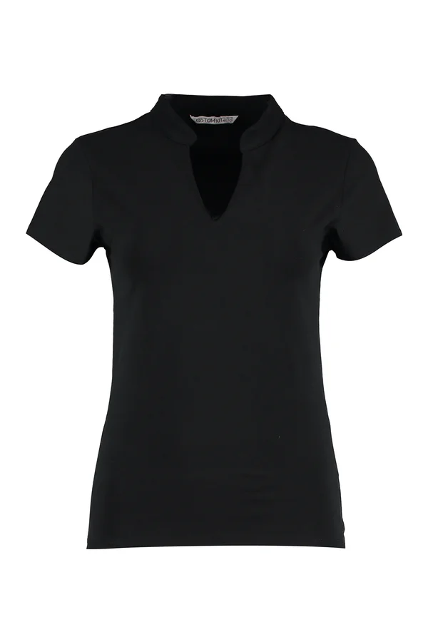 Women`s Regular Fit Mandarin Collar Top Black