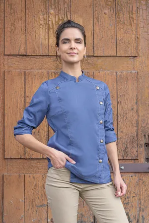 Damen Kochjacke Jeans-Style Vintage Blue (ca. Pantone 2108C)