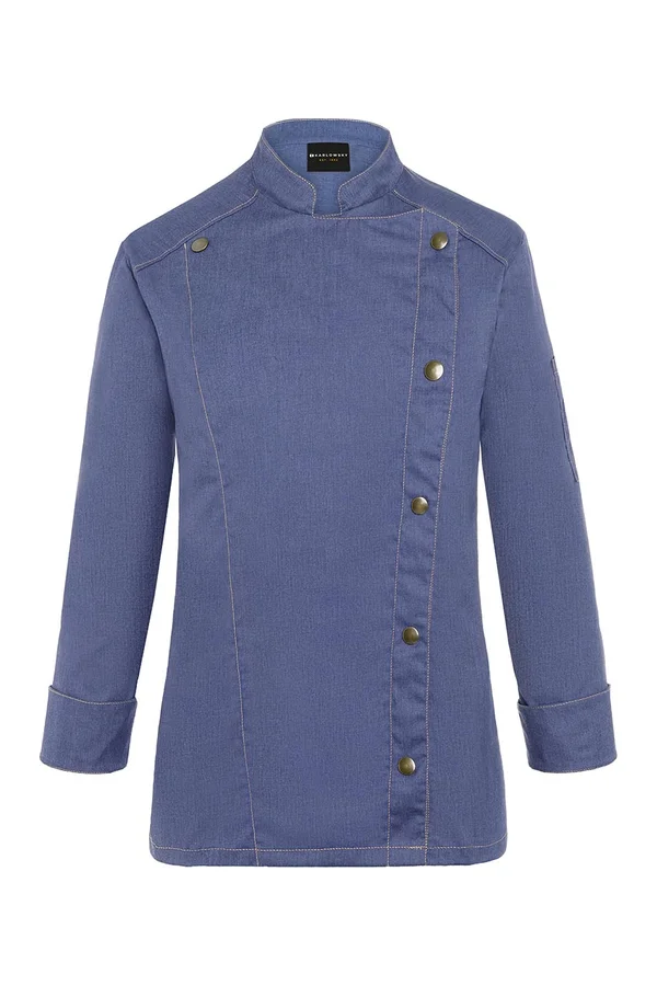 Damen Kochjacke Jeans-Style Vintage Blue (ca. Pantone 2108C)