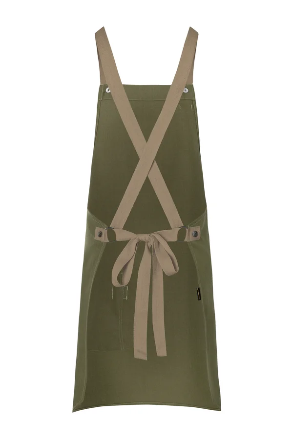 Latzschürze Urban-Look mit Kreuzbändern und Tasche Moss Green (ca. Pantone 4229C)