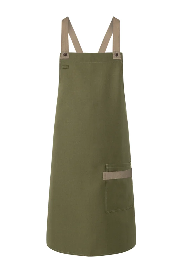 Latzschürze Urban-Look mit Kreuzbändern und Tasche Moss Green (ca. Pantone 4229C)
