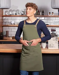 Bib Apron Urban-Nature With Cross Straps And Big Pocket