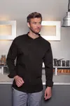 Langarm Überwurf-Kochhemd Basic Black (ca. Pantone 419C)