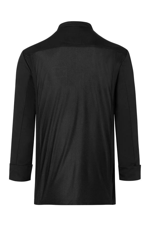 Langarm Überwurf-Kochhemd Basic Black (ca. Pantone 419C)
