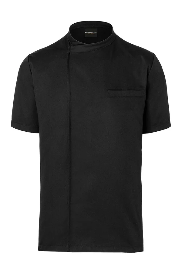 Kurzarm Überwurf-Kochhemd Basic Black (ca. Pantone 419C)