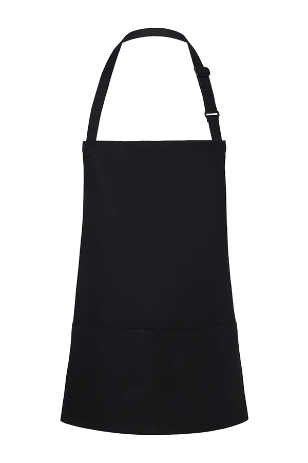 Kurze Latzschürze Basic mit Schnalle und Tasche Black (ca. Pantone 419C)