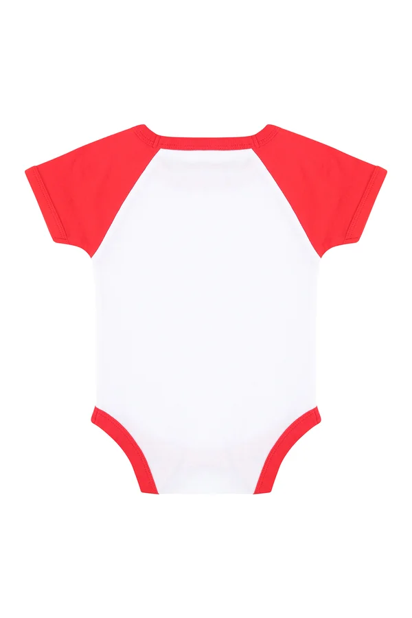 Essential Short Sleeved Baseball Bodysuit White / Red