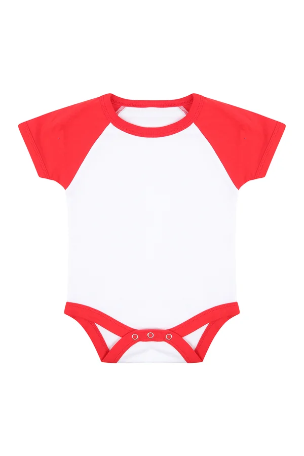 Essential Short Sleeved Baseball Bodysuit White / Red