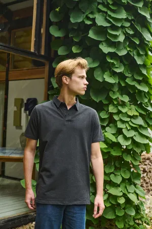 Recycled Cotton Polo black melange