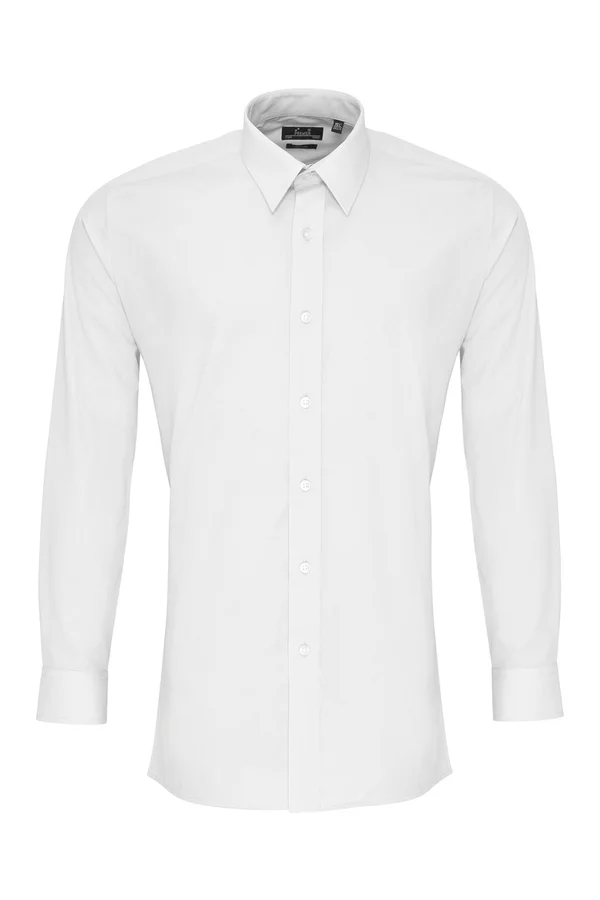 Men´s Long Sleeve Fitted Poplin Shirt White