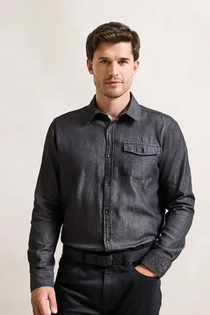 Men´s Jeans Stitch Denim Shirt Black Denim (ca. Pantone 433C)