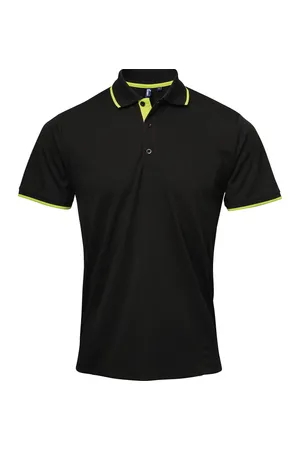 Men´s Contrast Coolchecker® Polo Black (ca. Pantone Black C) / Lime (ca. Pantone 382C)