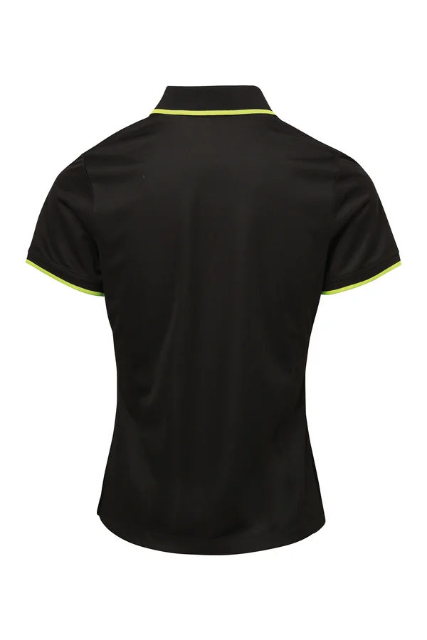 Women´s Contrast Coolchecker® Polo Black (ca. Pantone Black C) / Lime (ca. Pantone 382C)