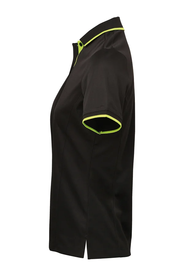 Women´s Contrast Coolchecker® Polo Black (ca. Pantone Black C) / Lime (ca. Pantone 382C)