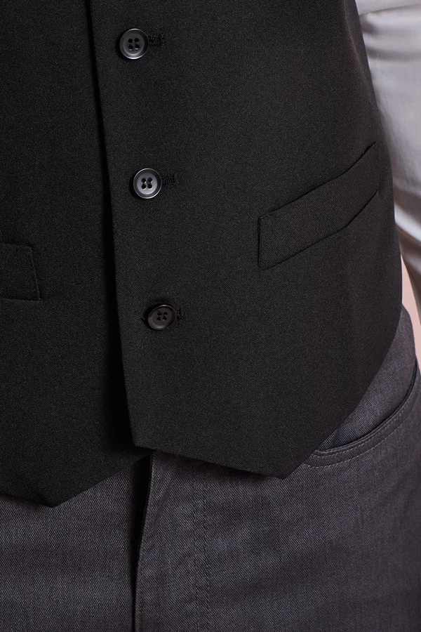 Men´s Lined Polyester Waistcoat Black (ca. Pantone Black 3C)