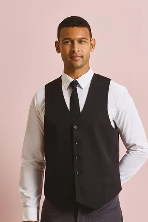 Men´s Lined Polyester Waistcoat Black (ca. Pantone Black 3C)