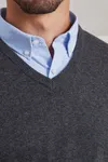 Men´s V-Neck Knitted Sweater Charcoal