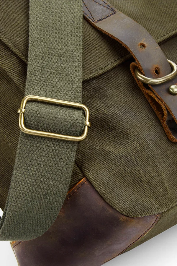 Heritage Waxed Canvas Messenger Olive Green