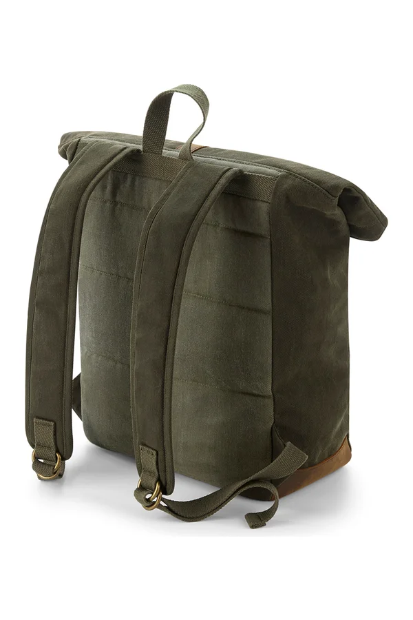 Heritage Waxed Canvas Backpack Olive Green