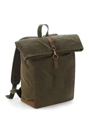 Heritage Waxed Canvas Backpack Olive Green