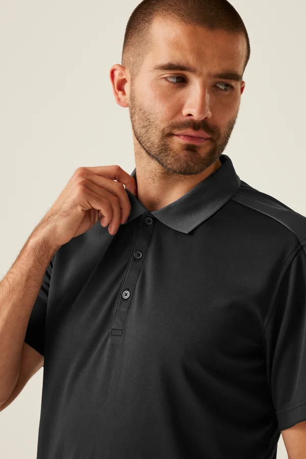 Contrast Coolweave Polo Black / Seal Grey (Solid)