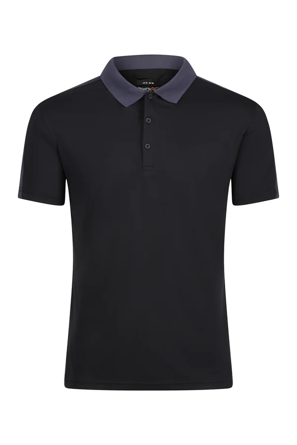 Contrast Coolweave Polo Black / Seal Grey (Solid)