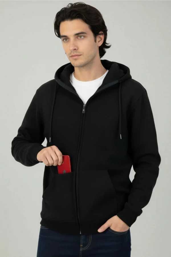 Organic Cotton Unisex Sweat Jacket deep black