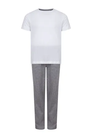 Childrens´ Long Pyjamas White / Heather Grey