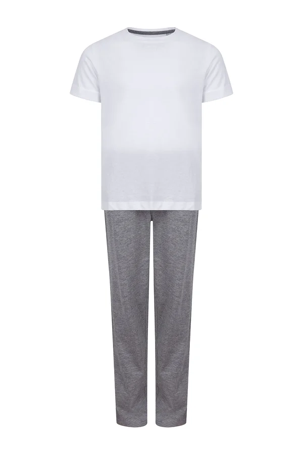 Childrens´ Long Pyjamas White / Heather Grey