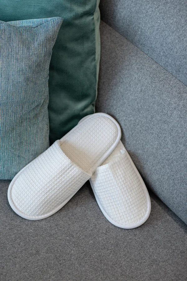 Waffle Mule Slippers White