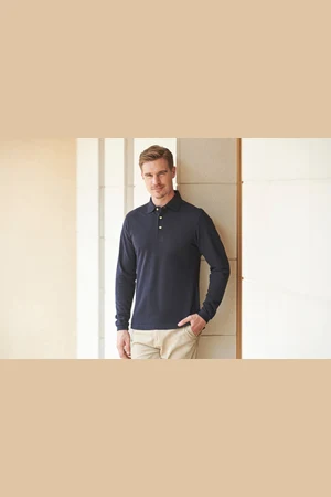 Long Sleeved Cotton Piqué Polo Shirt