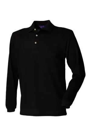 Long Sleeved Cotton Piqué Polo Shirt Black