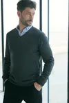 Men´s Lightweight V-Neck Jumper Grey Marl