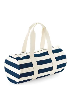 Nautical Barrel Bag Natural / Navy