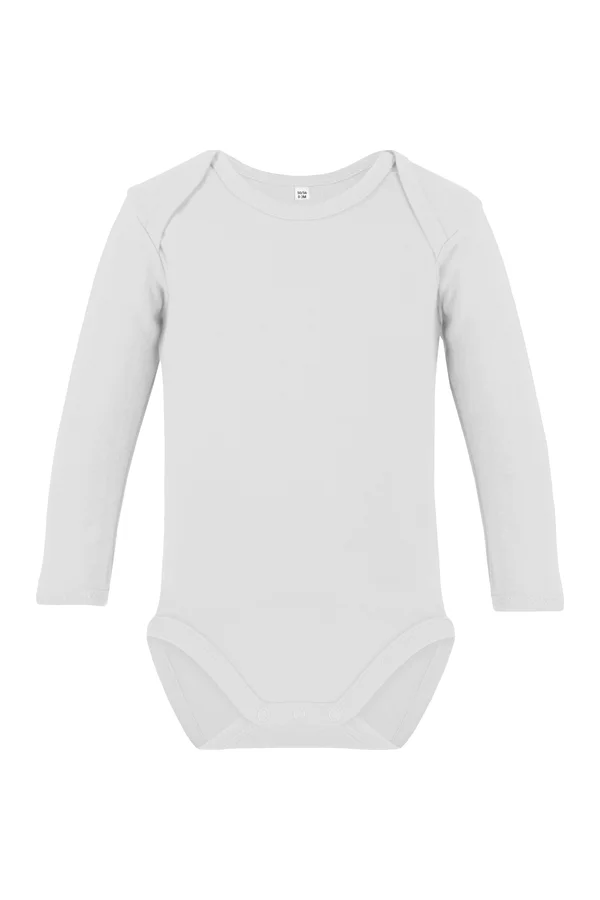 Long Sleeve Baby Bodysuit Polyester White