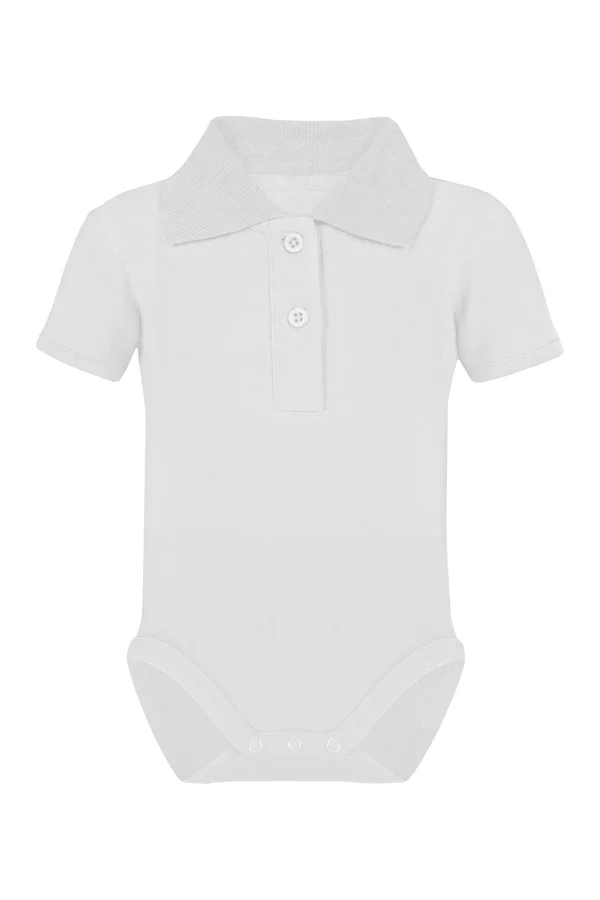 Bio Bodysuit With Polo Shirt Neck White