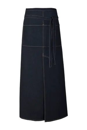 Jeans Bistro Apron With Split and Pocket Black