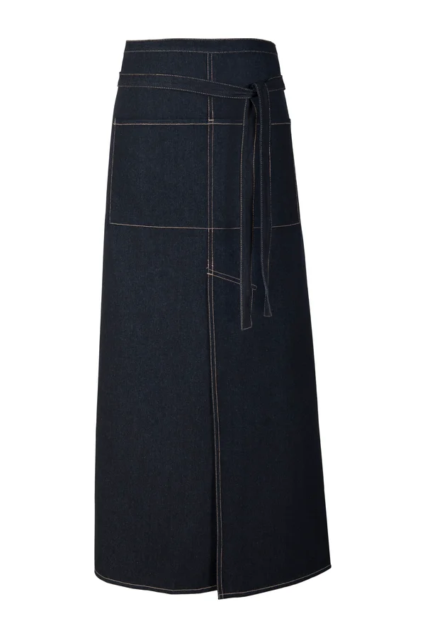 Jeans Bistro Apron With Split and Pocket Black