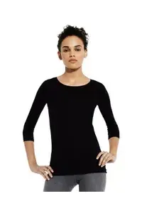 EARTH POSITIVE® WOMENS STRETCH 3/4 SLVE -BLACK - S