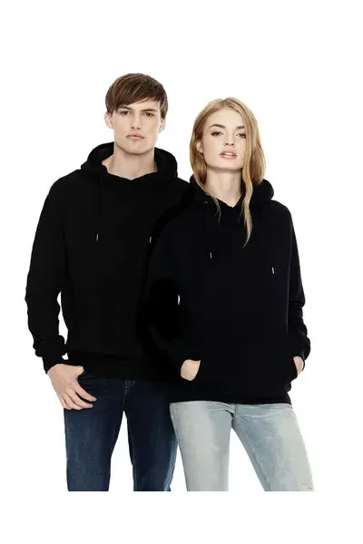 UNISEX 100% FAIRTRADE ORGANIC COTTON HOOD-BLACK-XS