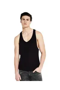 MEN'S RACER BACK JERSEY VEST - BLACK - XL