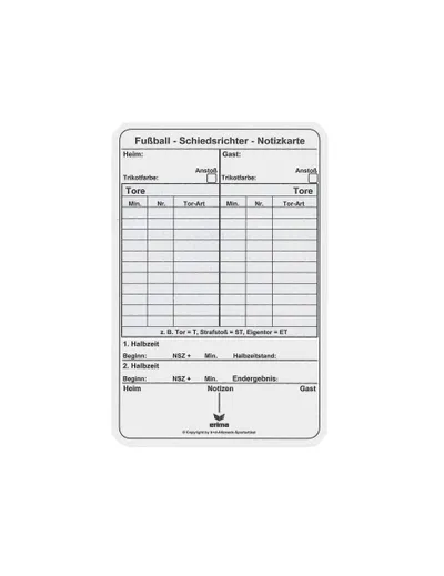 Spielnotizkarten Fussball