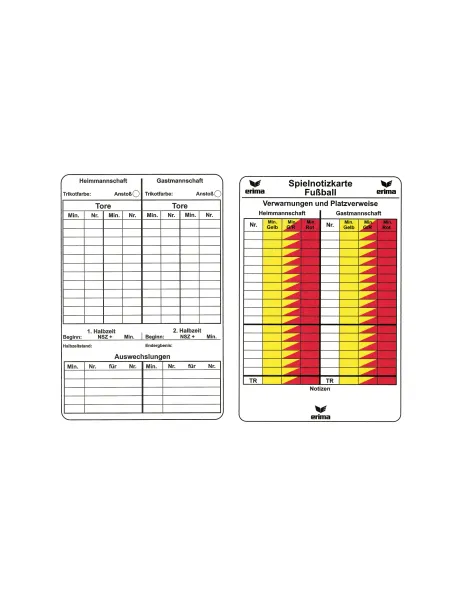 Spielnotizkarten Fussball