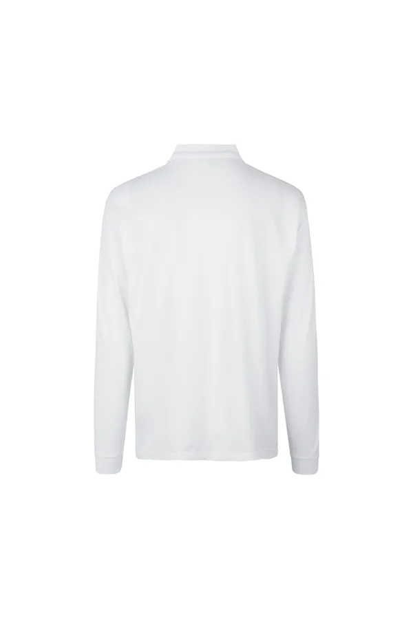 PRO Wear Langarm-Poloshirt | Druckknopf Weiss