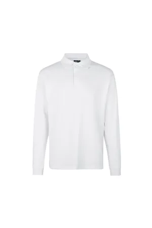 PRO Wear Langarm-Poloshirt | Druckknopf Weiss