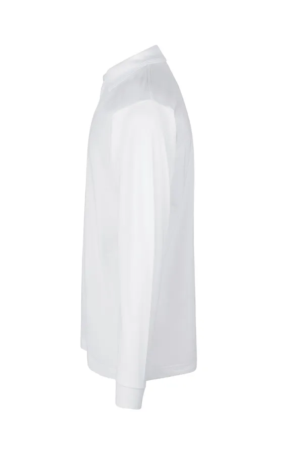 PRO Wear Langarm-Poloshirt | Druckknopf Weiss